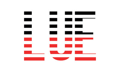 LUE three initial letter iconic line negative space minimal logo design vector template. monogram, abstract, wordmark, business, typography, minimalist, brand, company, flat, modern, unique, simple