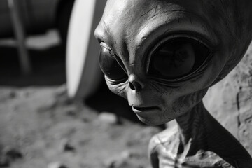 Obraz premium A portrait of an alien grey extraterrestrial being