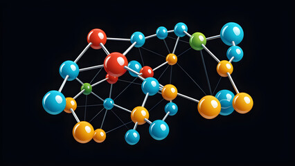 molecular structure clipart isolated on a black background. molecule 3d render