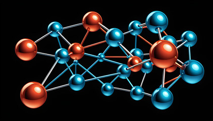 molecular structure clipart isolated on a black background. molecule 3d render