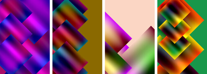 Colorful metal square abstract poster backgrounds