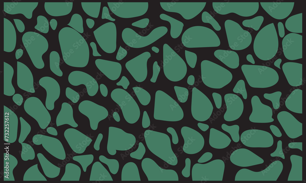 Poster organic amoeba blob shape abstract green color vector illustration isolated on black background. set