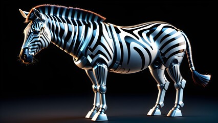zebra illustration. isolated on a black background 