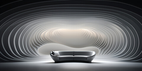 Liquid Metal Sofa,A black and white image,