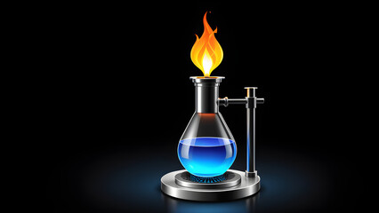science Bunsen burner isolated on black background