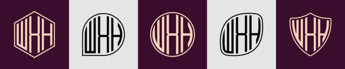 Creative simple Initial Monogram WXH Logo Designs.
