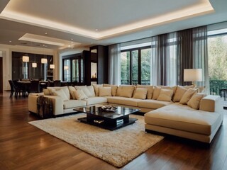 modern living room with sofa generated by AI tool