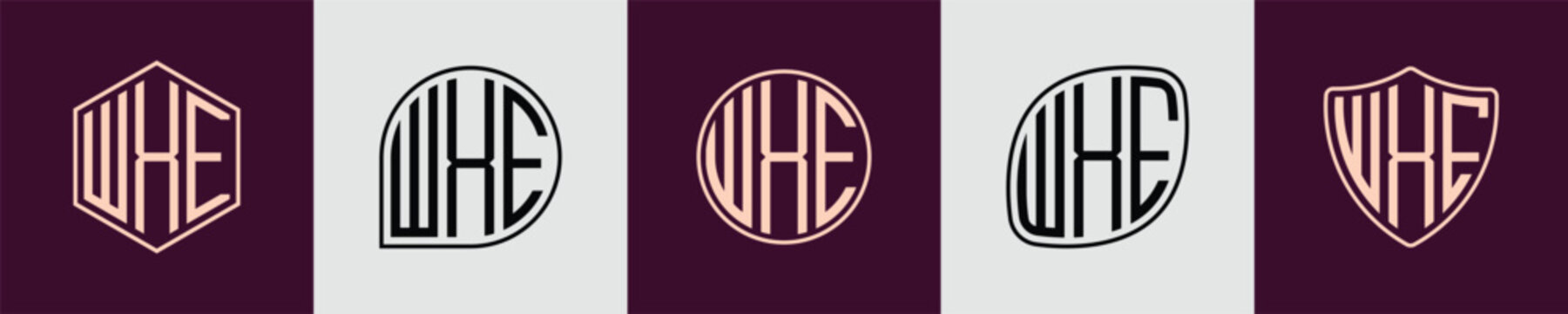 Creative simple Initial Monogram WXE Logo Designs.