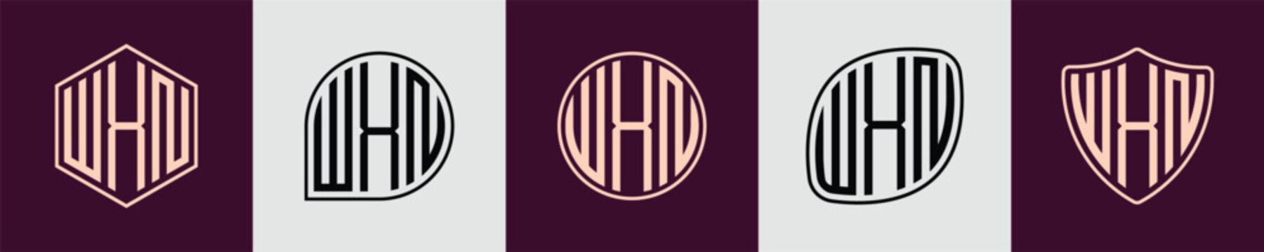 Creative simple Initial Monogram WXN Logo Designs.