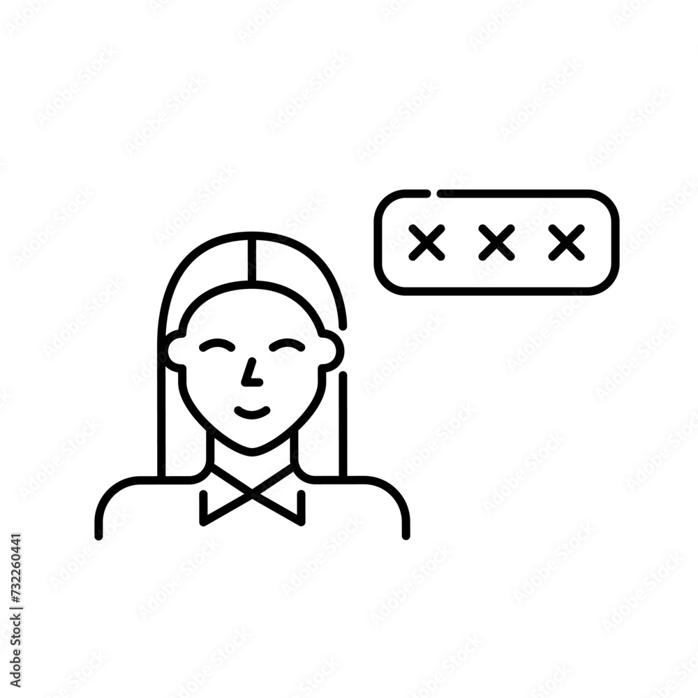 Poster female user account protected by password. wrong input. pixel perfect icon