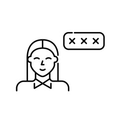 Female user account protected by password. Wrong input. Pixel perfect icon