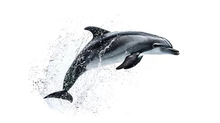 Keuken spatwand met foto Playful dolphin on a white background © MONWARA