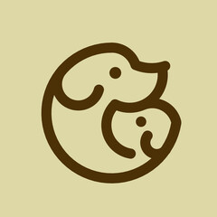 simple logo of two dogs mother and child