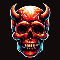 design logo a skull with horns mascot gaming