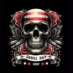Fototapeta premium The Skull a symbol of death design logo black background
