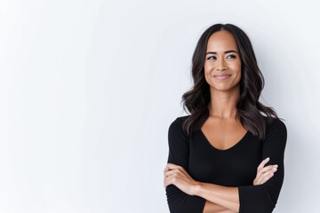 Fototapeta premium Portrait of a happy young woman isolated from a white background copy space for text.