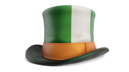 Top hat with the flag of Ireland isolated on a white background