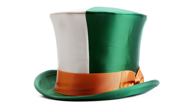 Top hat with the flag of Ireland isolated on a white background