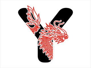 Chinese Dragon Alphabet Letter Y
