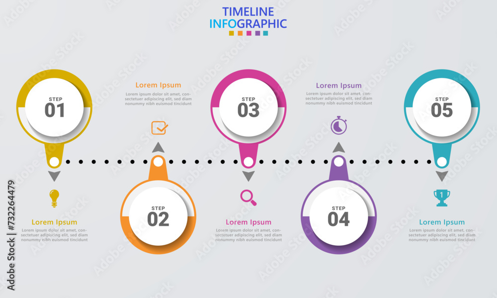 Poster infographic template for business. modern timeline infograph with 5 steps.