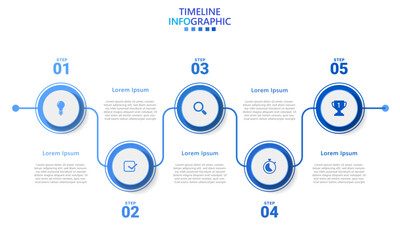 Infographic template for business. Modern Timeline infograph with 5 steps.