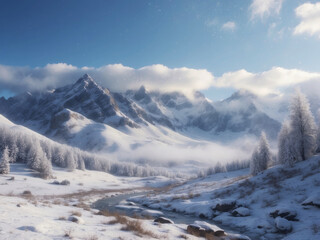 Obraz premium 雪山の風景