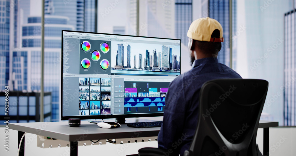 Poster Video Editor Or Designer Using Editing Software Tech