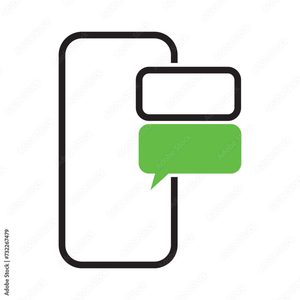 Aufkleber phone with bubble text message icon. smartphone conversation message text symbol signs, vector illus