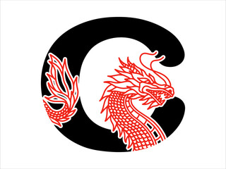 Chinese Dragon Alphabet Letter C
