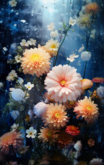 Obraz na płótnie Canvas Beautiful fresh flowers in the rain. Natural colorful background