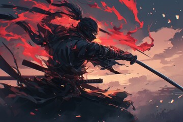 ninja with sword - 732268252