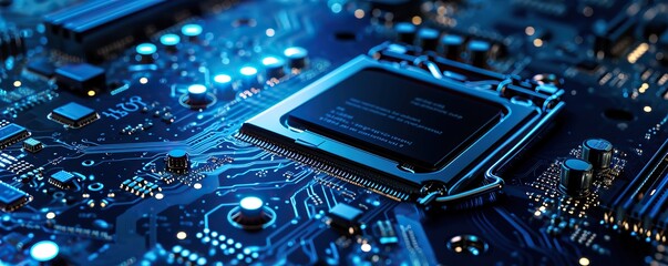 abstract microcomputer computer motherboard dark blue color