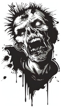 zombie head vector on white background