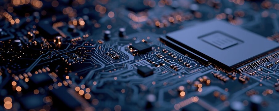abstract microcomputer computer motherboard dark blue color