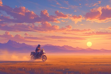 Obraz na płótnie Canvas biker in the fields