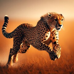 Cheetah gracefully navigating the grassy savannah, sprinting through the grass in a captivating display of wildlife in action.