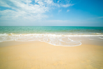 Beautiful horizon Landscape summer panorama front view point tropical sea beach white sand clean and blue sky background calm Nature ocean Beautiful  wave water travel at Sai Kaew Beach thailand