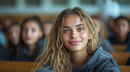 female college student or university girl student with books and bag