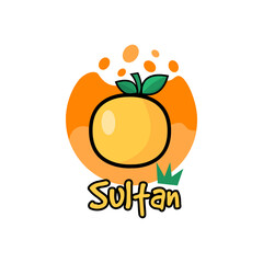 Orange fruit juice logo with splash and drop concept illustration for brand identity