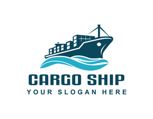 cargo ocean ship vector illustration shipping logo template	