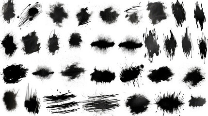 Collection of black paintbrush. Spray Paint Elements brush - obrazy, fototapety, plakaty