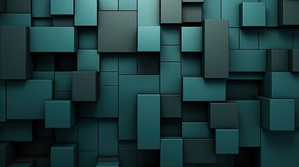 Geometric dark background of turquoise 3d shapes.