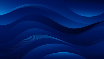 Abstract dark blue Background with Wavy Shapes. flowing and curvy shapes. This asset is suitable for website backgrounds, flyers, posters, and digital art projects. - obrazy, fototapety, plakaty
