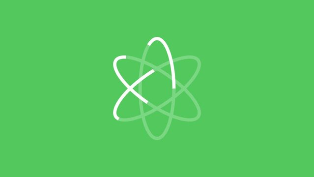 atom science symbol icon animation video, 4k green screen transparent motion graphic