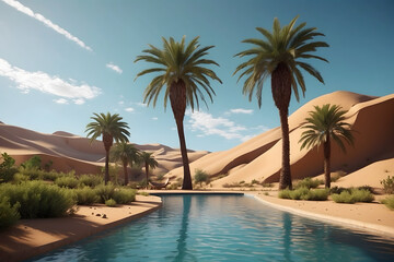 Fototapeta premium A beautiful oasis of a desert