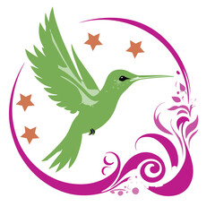 Flaying hummingbird Bird logo Colorful vector Style illustration, colibri bird icon  .white background vector illustreation.ai generated
