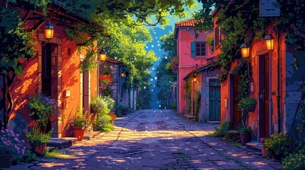 Enchanted Summer Night in a European Alley