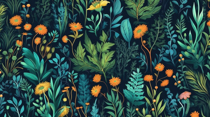 Patterns from stylized plants, herbs, and flowers
