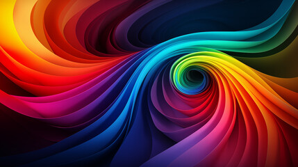 Obraz premium Abstract colorful spiral wave wallpaper on black background