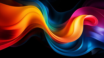 Abstract colorful spiral wave wallpaper on black background